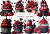 Valentine Gothic Cupcake Clipart Bundle