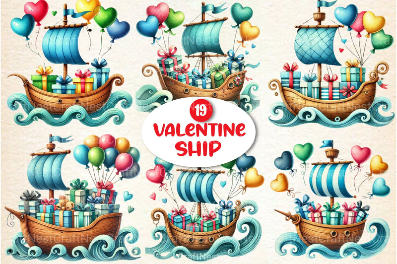 Valentine Ship Clipart Bundle - CraftNest - Digital Crafting and Art
