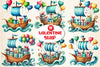 Valentine Ship Clipart Bundle