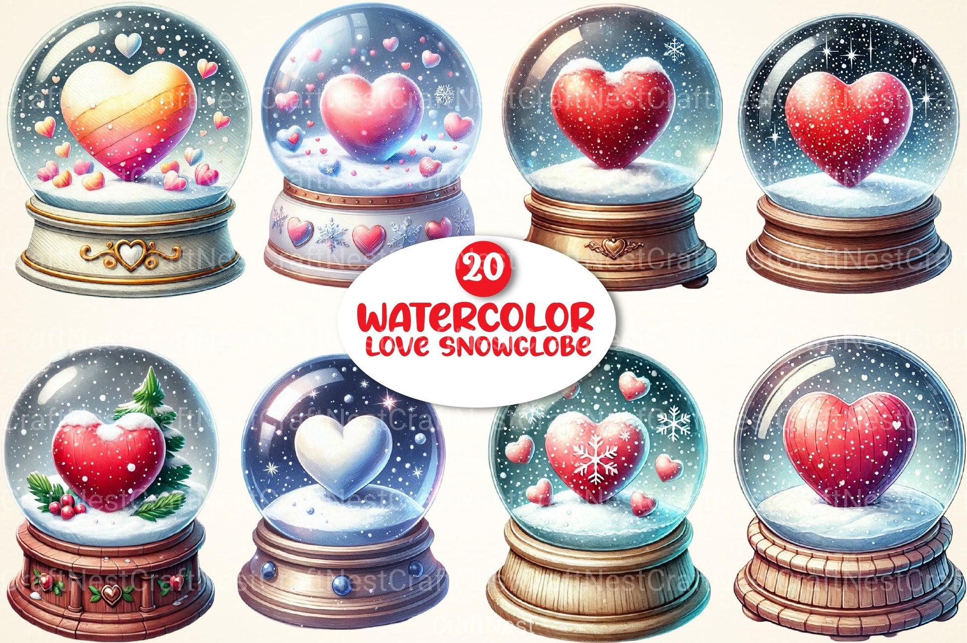 Love Snowglobe Clipart Bundle - CraftNest - Digital Crafting and Art
