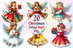 Vintage Christmas Angel Clipart Bundle - CraftNest - Digital Crafting and Art