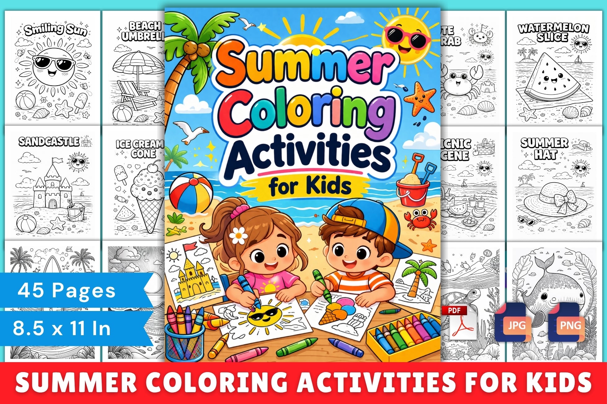 Summer Coloring Activities for Kids Workbook