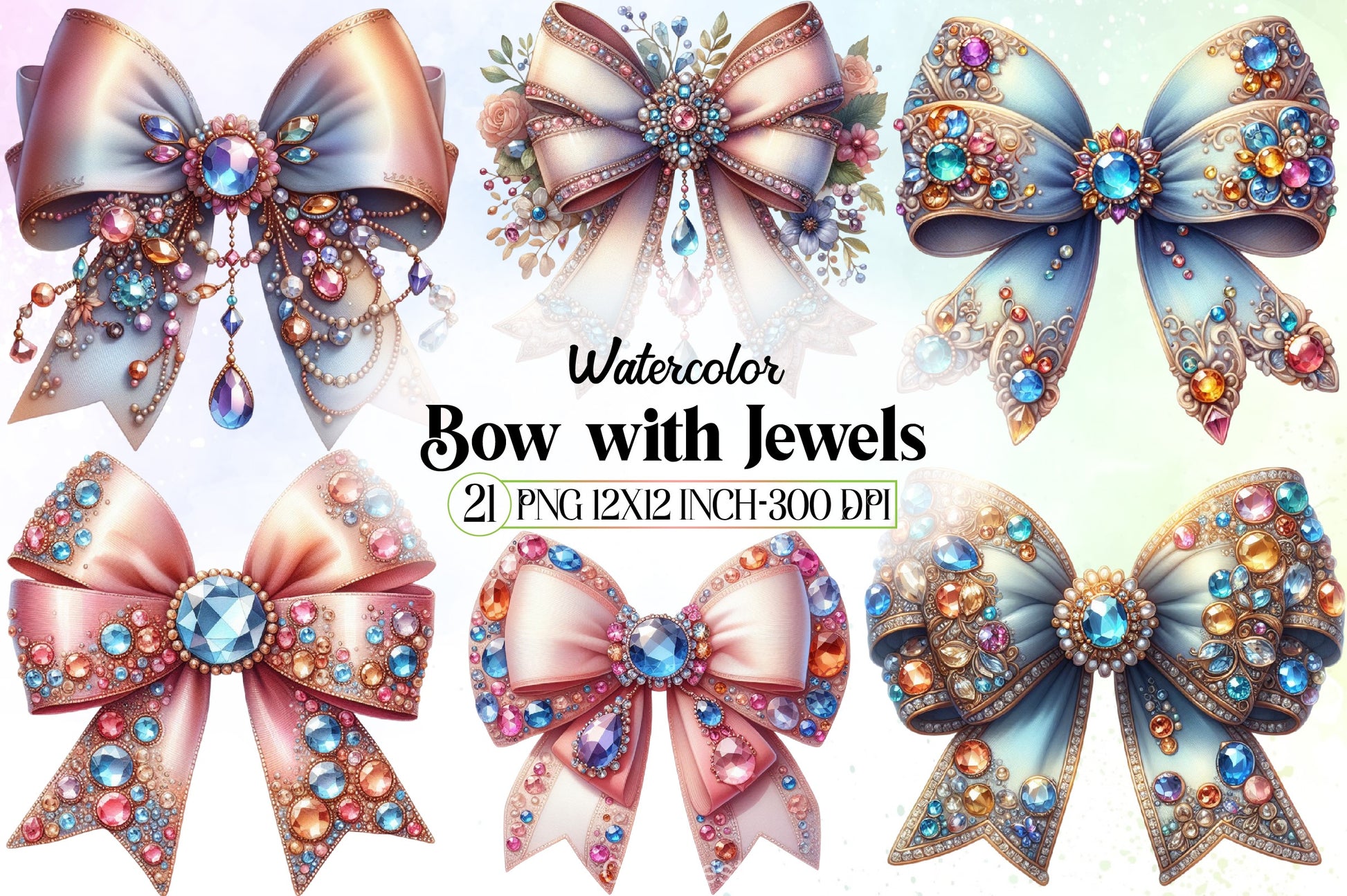 Jewels Bow Clipart Bundle - CraftNest - Digital Crafting and Art