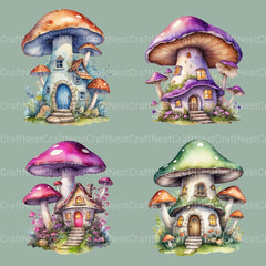 Mushroom Houses Clipart Bundle - CraftNest - Digital Crafting and Art