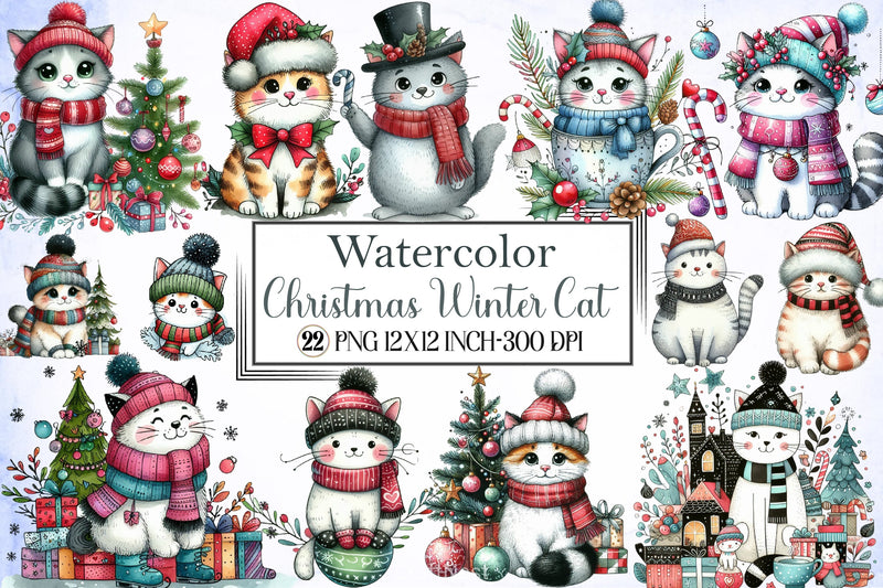 Christmas Cat Clipart Bundle 6 - CraftNest - Digital Crafting and Art