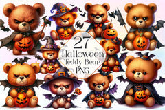 Halloween Teddy Bear Clipart Bundle 3 - CraftNest - Digital Crafting and Art