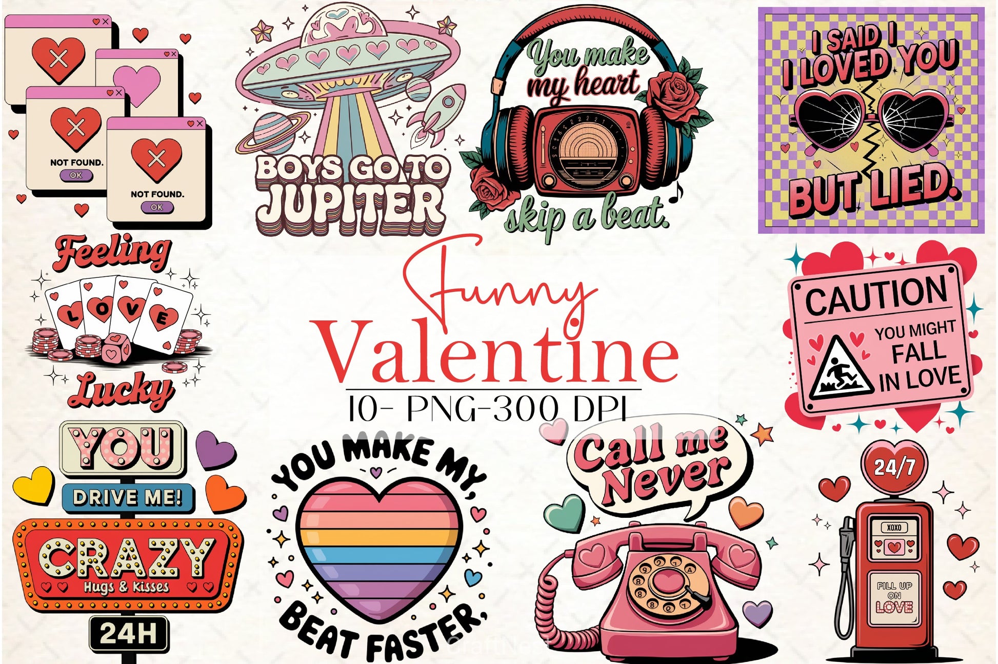 Funny Valentine Clipart Bundle - CraftNest - Digital Crafting and Art