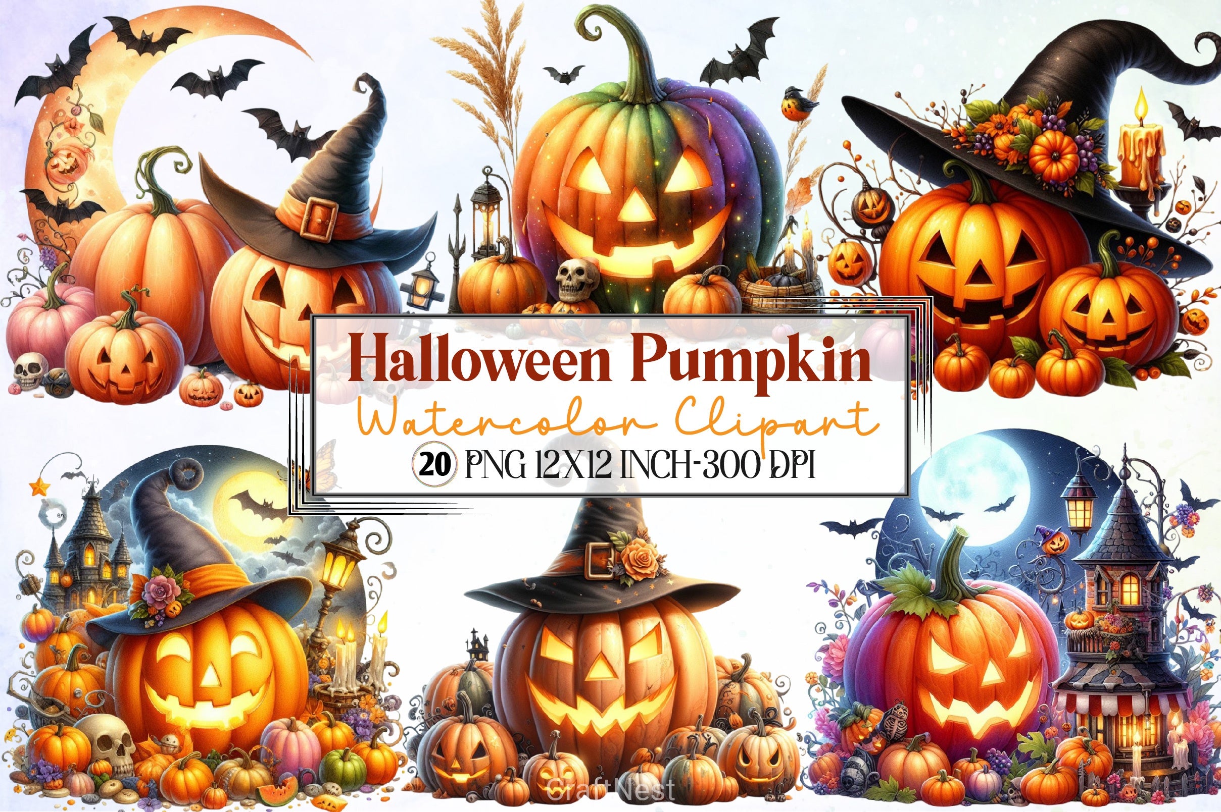 Halloween Pumpkin Clipart Bundle 8 - CraftNest - Digital Crafting and Art