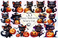 Funny Halloween Scary Cat Clipart Bundle 2 - CraftNest - Digital Crafting and Art