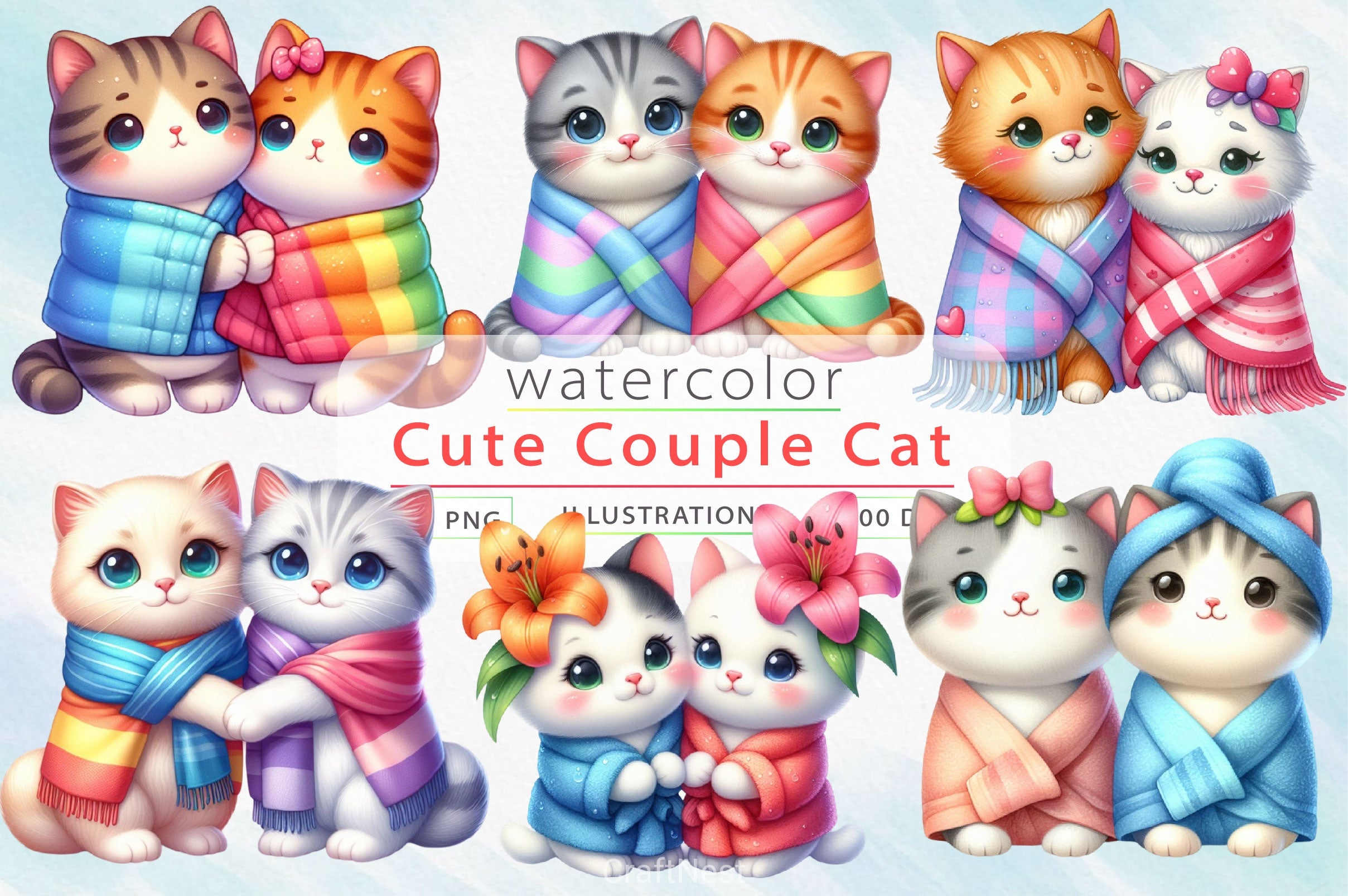 Couple Cat Clipart Bundle - CraftNest - Digital Crafting and Art