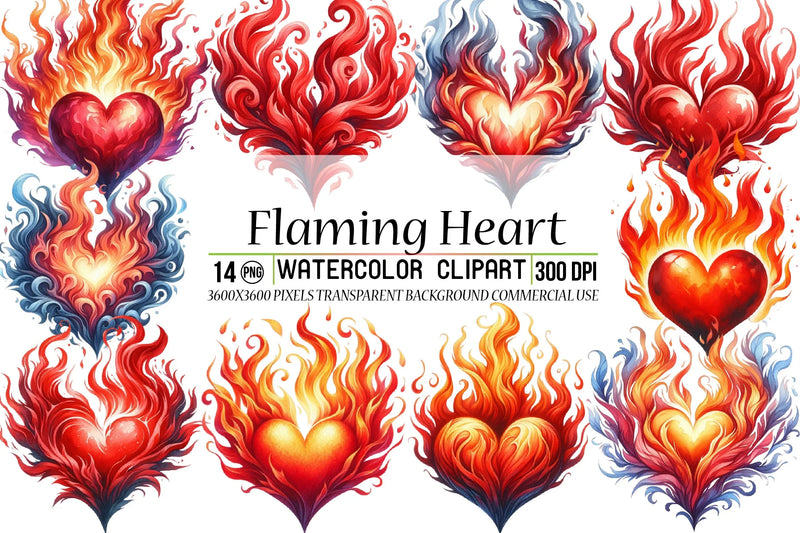 Flaming Heart Clipart Bundle 2 - CraftNest - Digital Crafting and Art