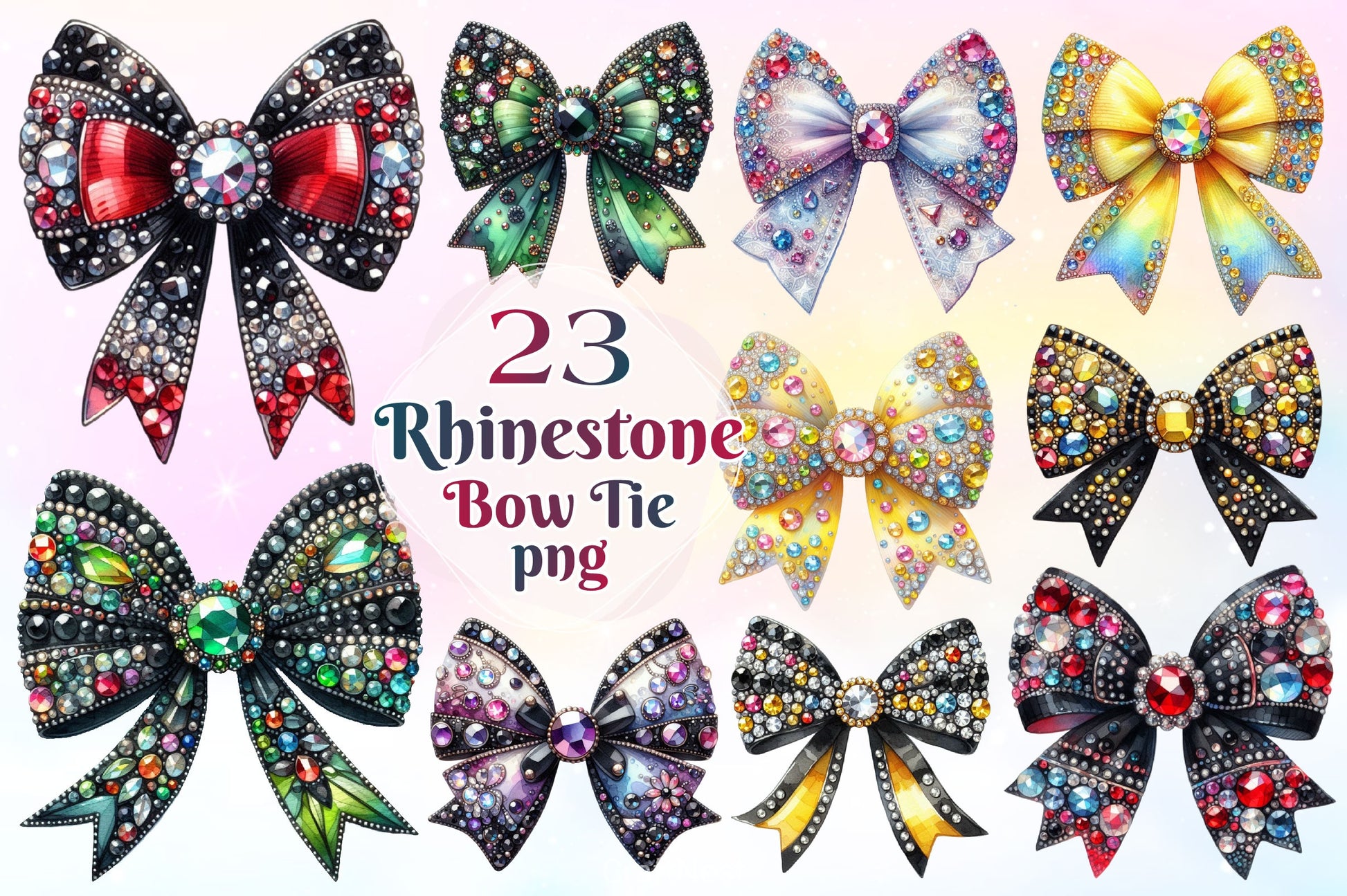 Rhinestone Bow Tie Clipart Bundle 2 - CraftNest - Digital Crafting and Art
