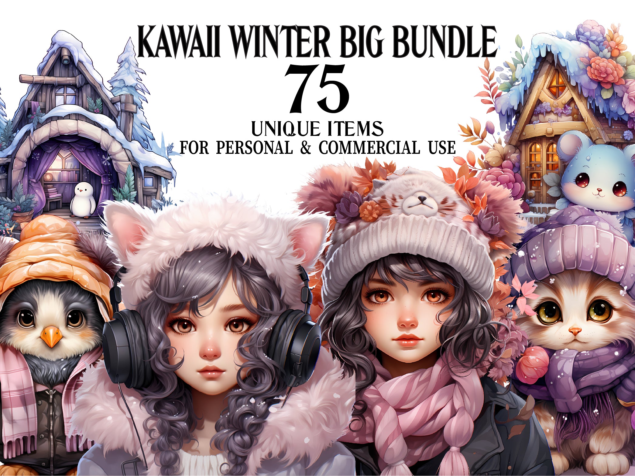 Kawaii Winter Clipart - CraftNest