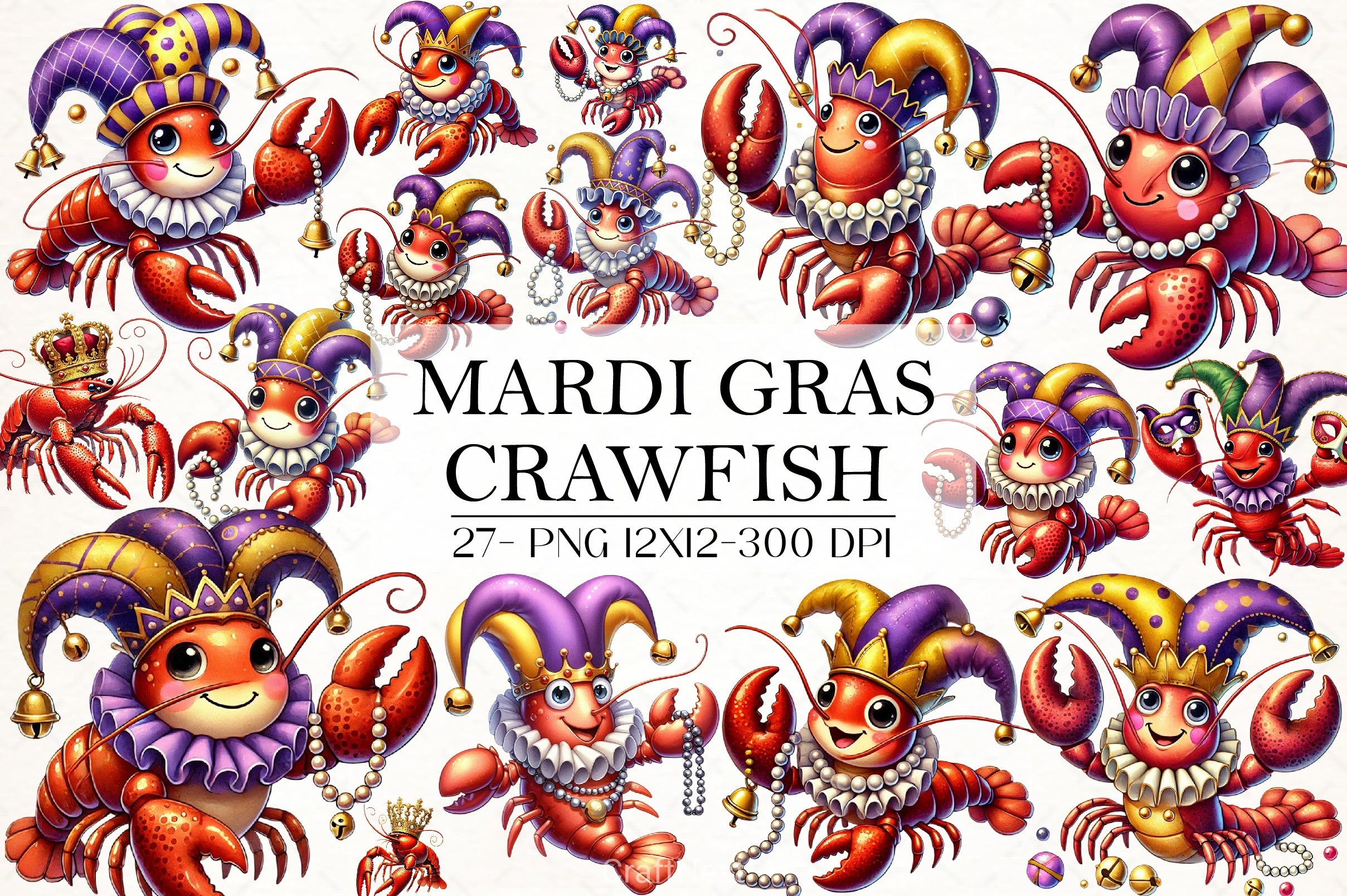Mardi Gras Crawfish Clipart Bundle 2 - CraftNest - Digital Crafting and Art