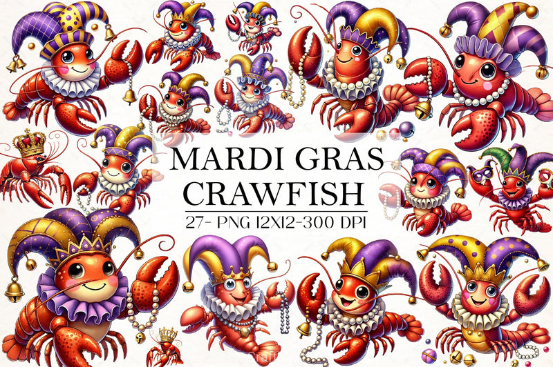 Mardi Gras Crawfish Clipart Bundle 2 - CraftNest - Digital Crafting and Art