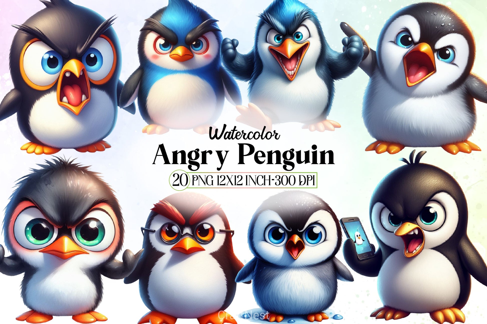 Angry Penguin Clipart Bundle - CraftNest - Digital Crafting and Art
