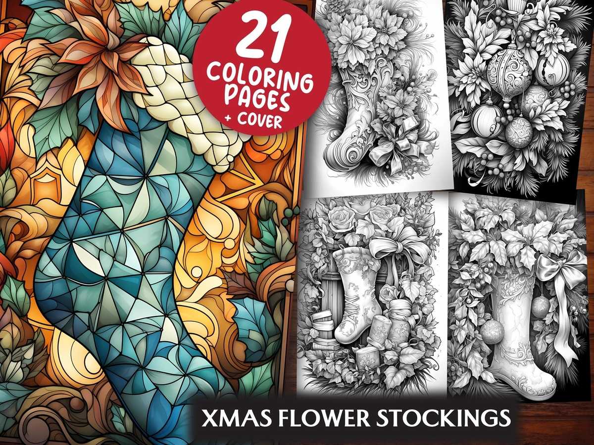 Xmas Flower Stockings Coloring Books - CraftNest