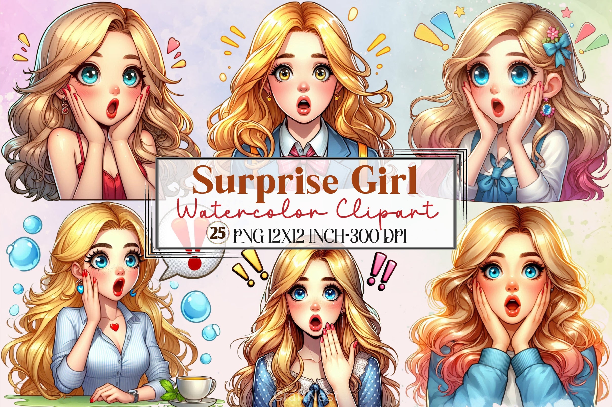 Surprise Girl Clipart Bundle - CraftNest - Digital Crafting and Art