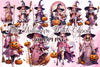 Pink Halloween Witch Clipart Bundle