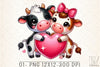 Cute Cow Couple Heart Clipart Bundle