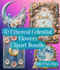 3D Ethereal Celestial Flowers Clipart Bundle