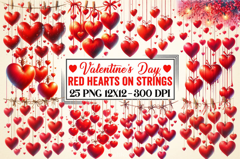 Valentine Red Hearts Clipart Bundle - CraftNest - Digital Crafting and Art