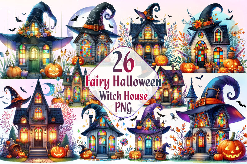 Fairy Halloween Witch House Clipart Bundle - CraftNest - Digital Crafting and Art