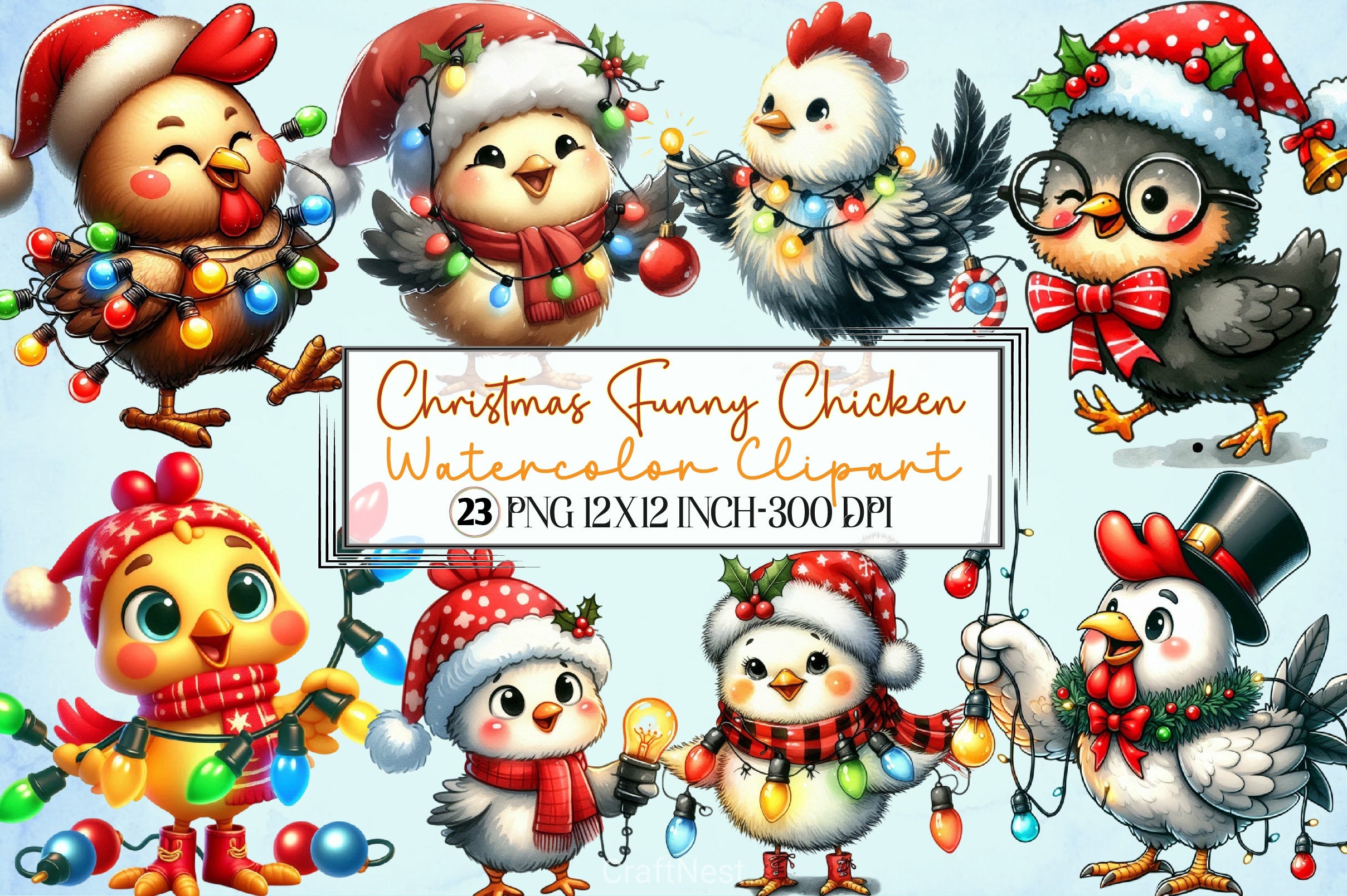 Christmas Chicken Clipart Bundle 2 - CraftNest - Digital Crafting and Art