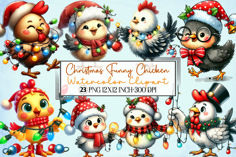 Christmas Chicken Clipart Bundle 2 - CraftNest - Digital Crafting and Art