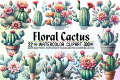 Floral Cactus Clipart Bundle - CraftNest - Digital Crafting and Art