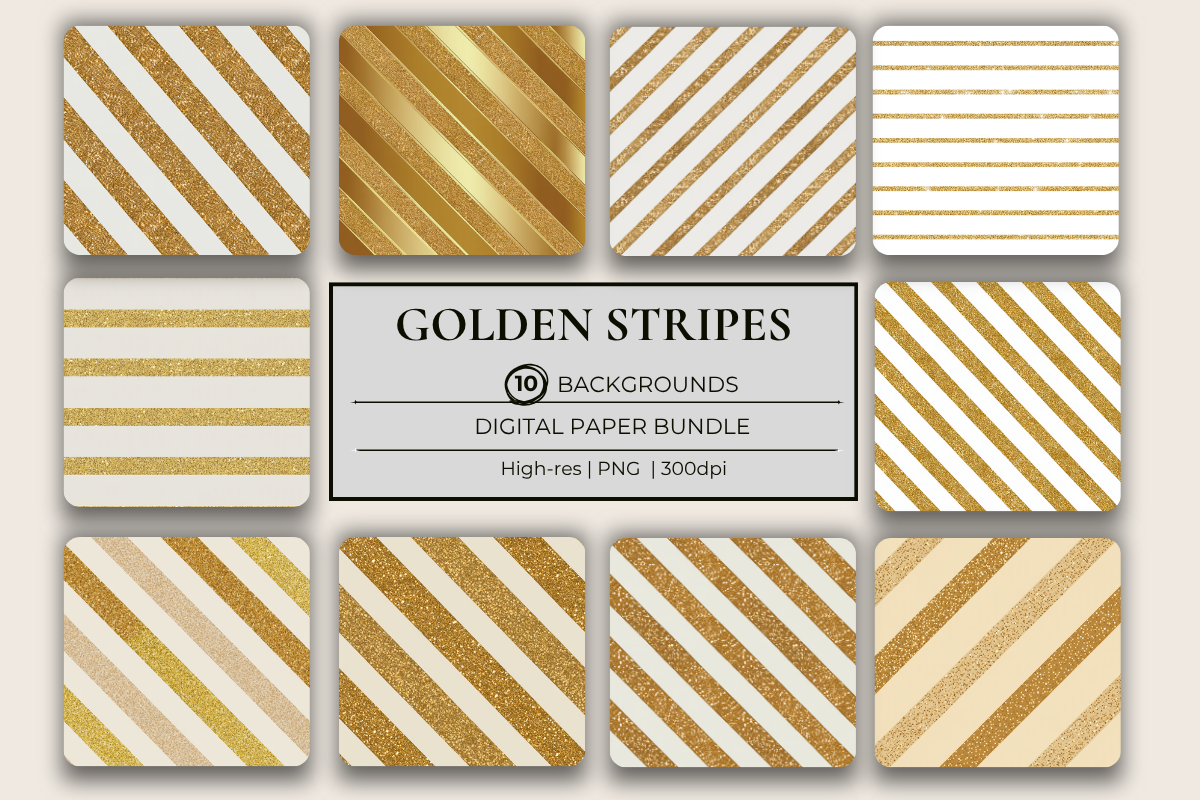 Golden Glitter Stripes Background Papers