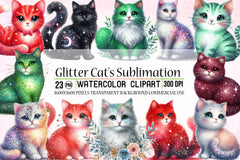 Glitter Cat Clipart Bundle - CraftNest - Digital Crafting and Art