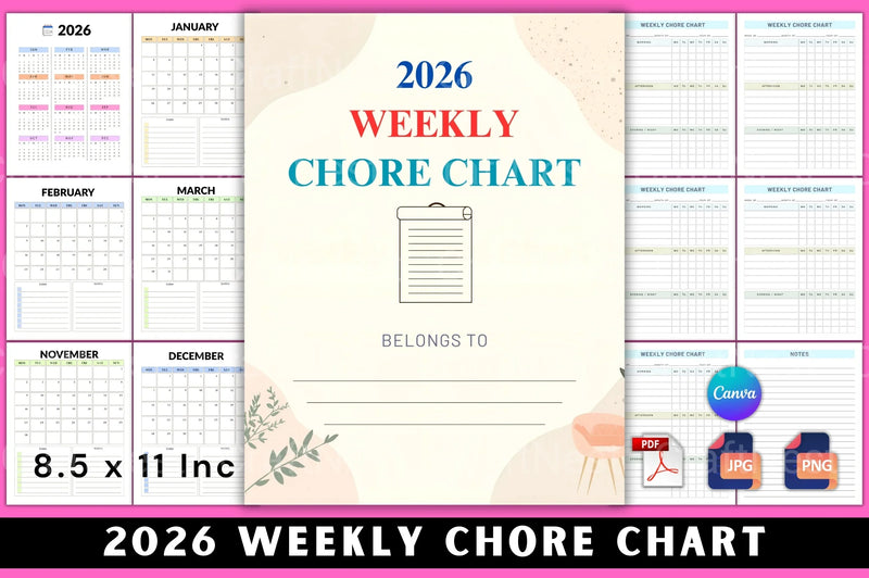 Weekly Chore Chart Template - CraftNest - Digital Crafting and Art