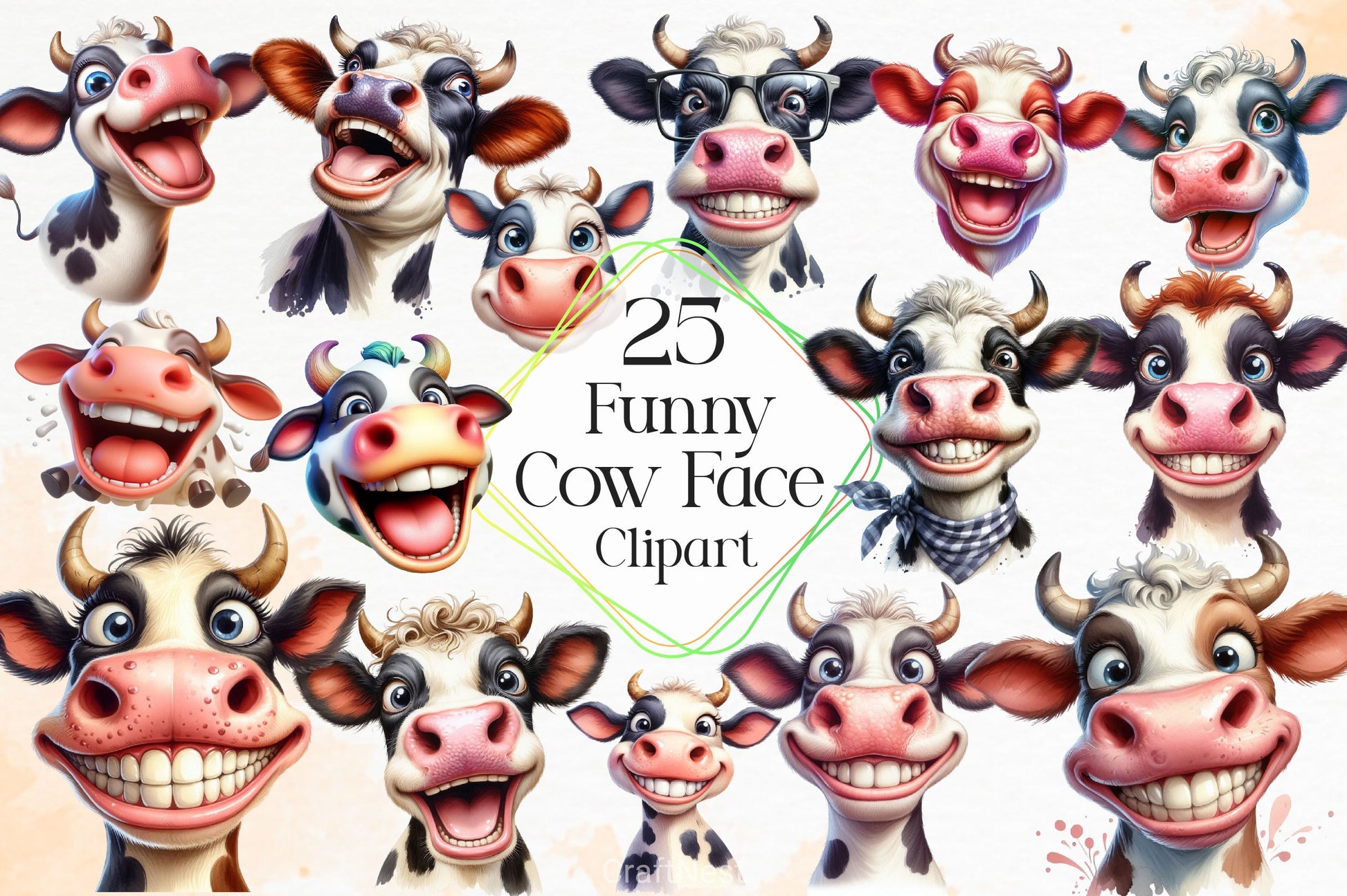 Funny Cow Clipart Bundle 8 - CraftNest - Digital Crafting and Art