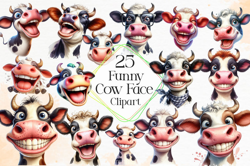 Funny Cow Clipart Bundle 8 - CraftNest - Digital Crafting and Art