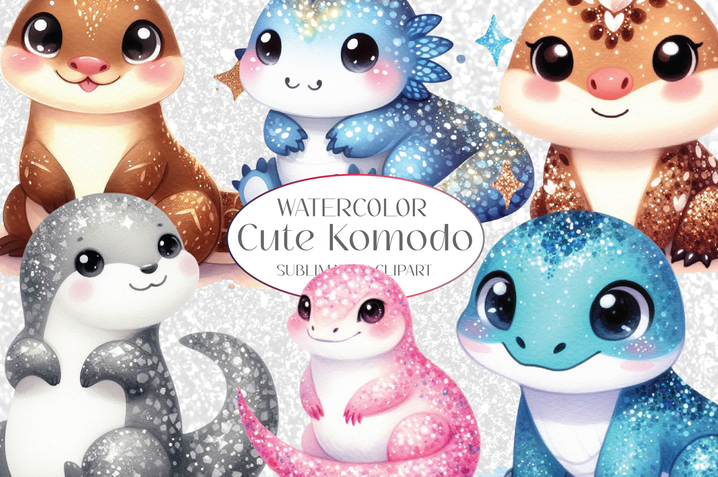 Glitter Komodo Clipart Bundle - CraftNest - Digital Crafting and Art