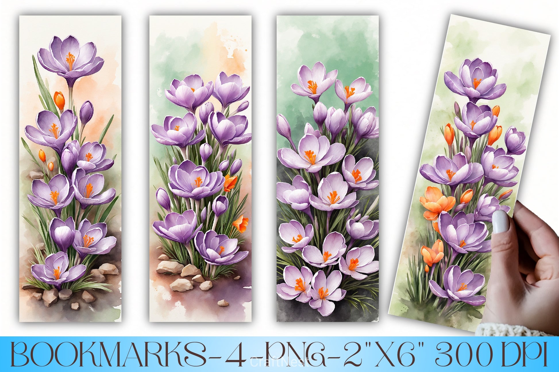 Spring Crocuses Bookmarks Bundle - CraftNest - Digital Crafting and Art