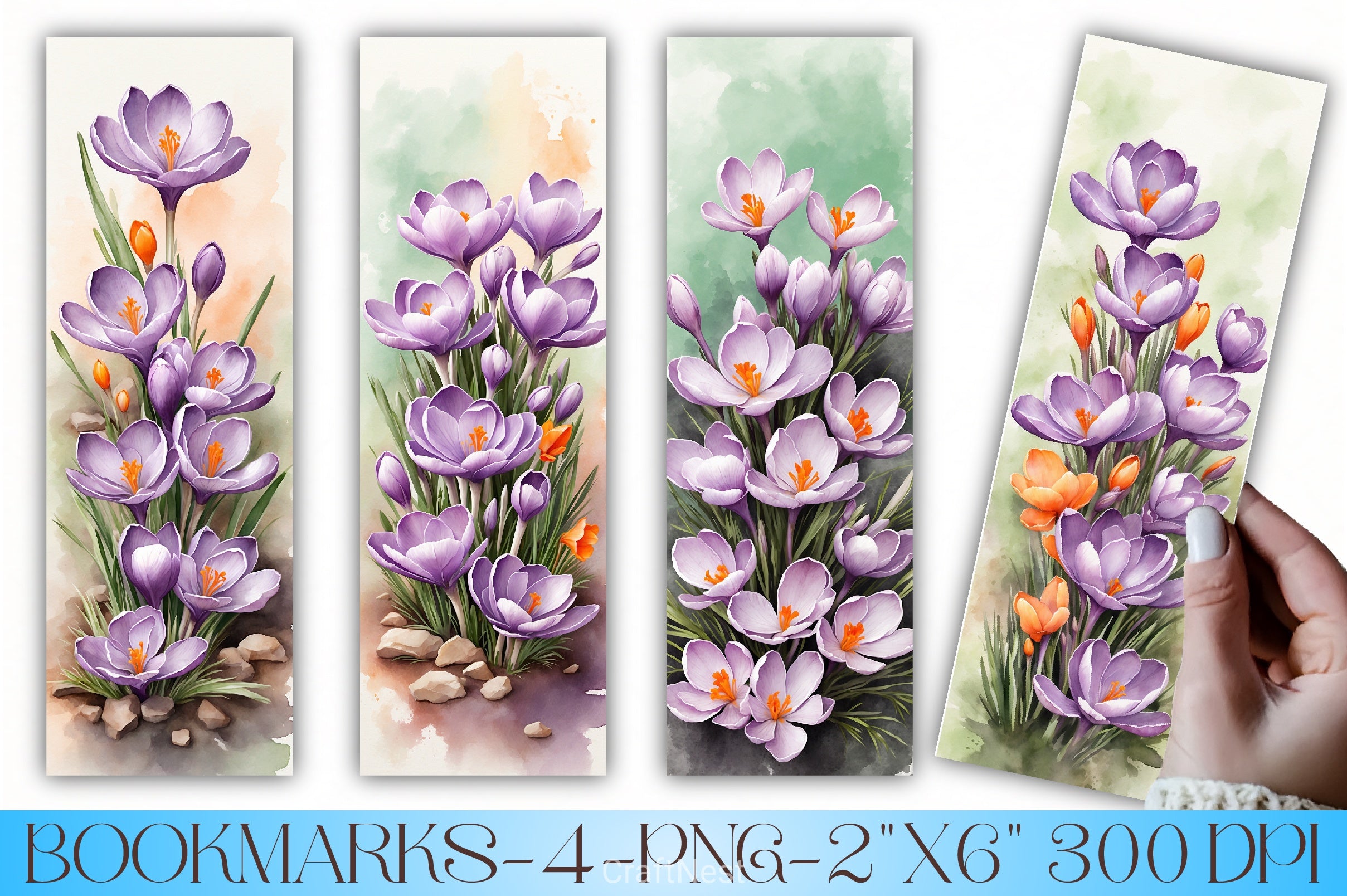Spring Crocuses Bookmarks Bundle - CraftNest - Digital Crafting and Art