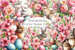 Vintage Easter Bunny Flower Clipart Bundle - CraftNest - Digital Crafting and Art