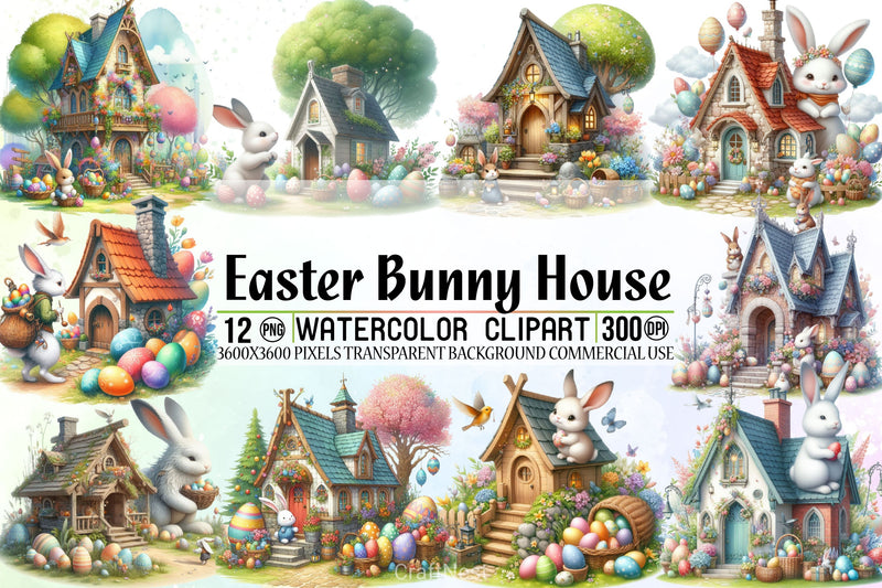 Easter Bunny House Clipart Bundle 2 - CraftNest - Digital Crafting and Art
