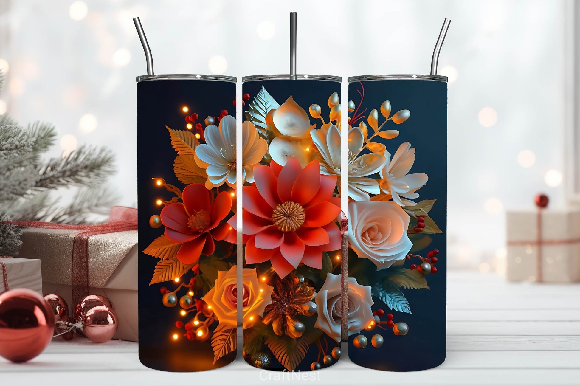 Flower Tumbler Wrap Bundle 27 - CraftNest - Digital Crafting and Art