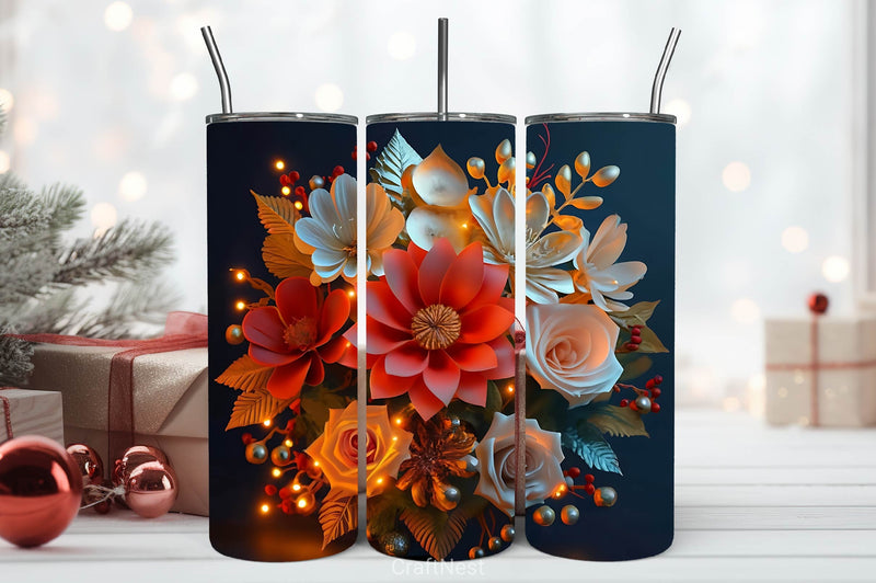 Flower Tumbler Wrap Bundle 27 - CraftNest - Digital Crafting and Art