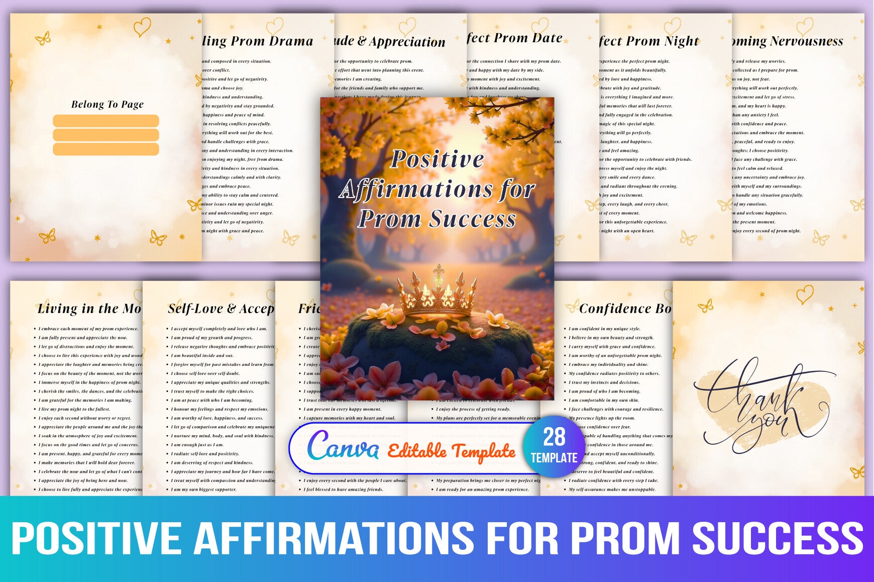 Positive Affirmations for Prom Success Planner