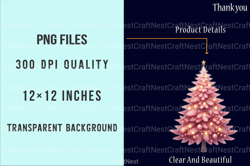 Pink Christmas Tree Clipart Bundle 1 - CraftNest - Digital Crafting and Art