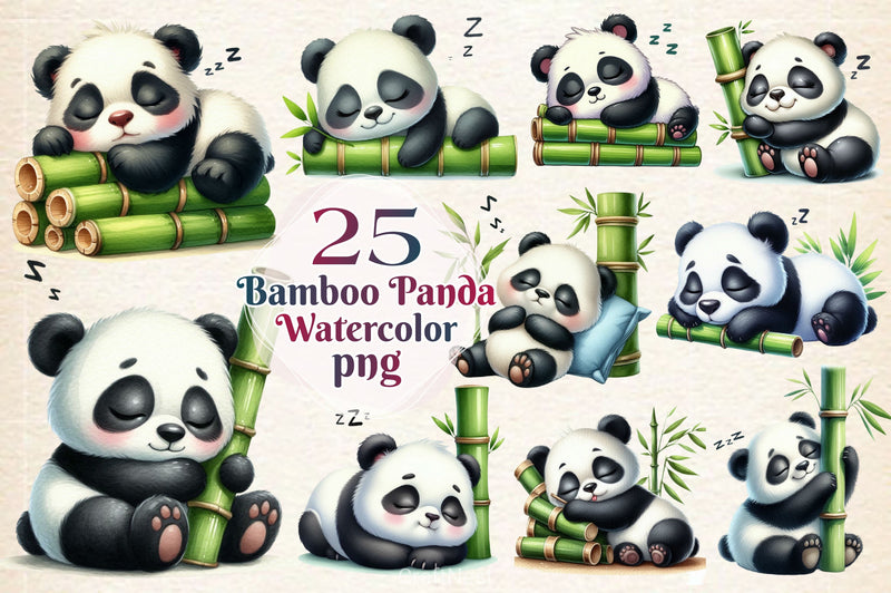 Bamboo Panda Cub Clipart Bundle 2 - CraftNest - Digital Crafting and Art