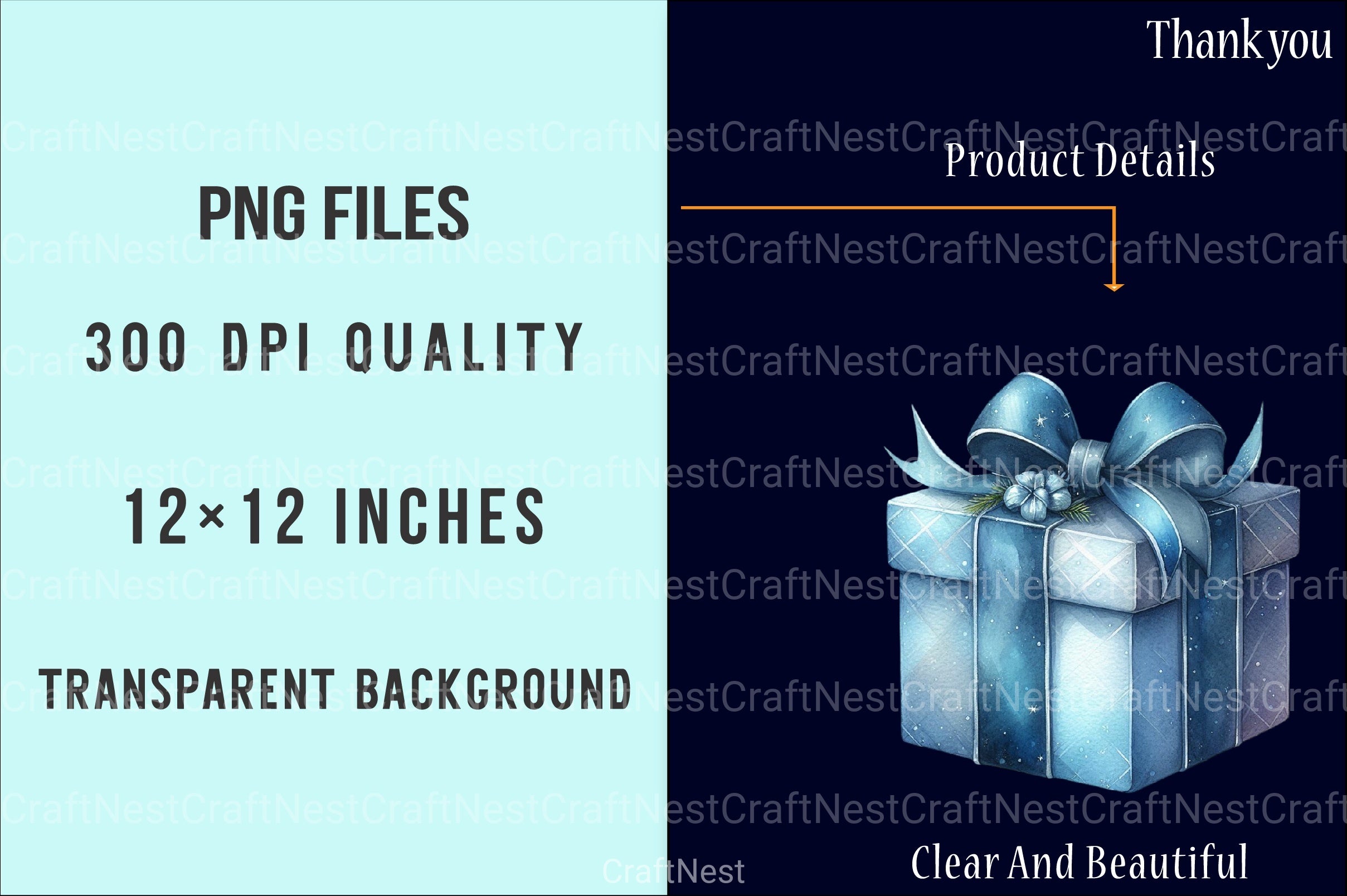 Blue Christmas Clipart Bundle: Santa, Presents & Bells - CraftNest - Digital Crafting and Art