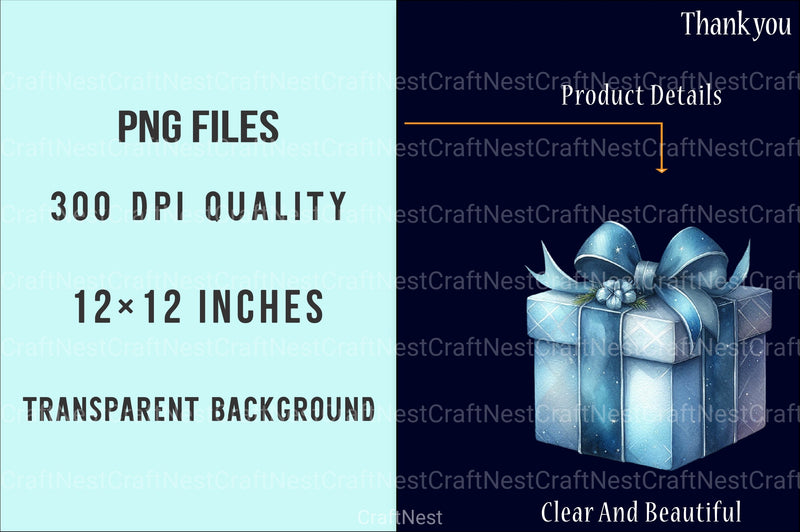 Blue Christmas Clipart Bundle: Santa, Presents & Bells - CraftNest - Digital Crafting and Art