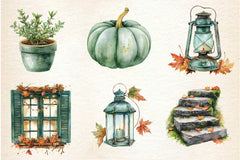 Cozy Green Autumn Clipart Bundle - CraftNest - Digital Crafting and Art