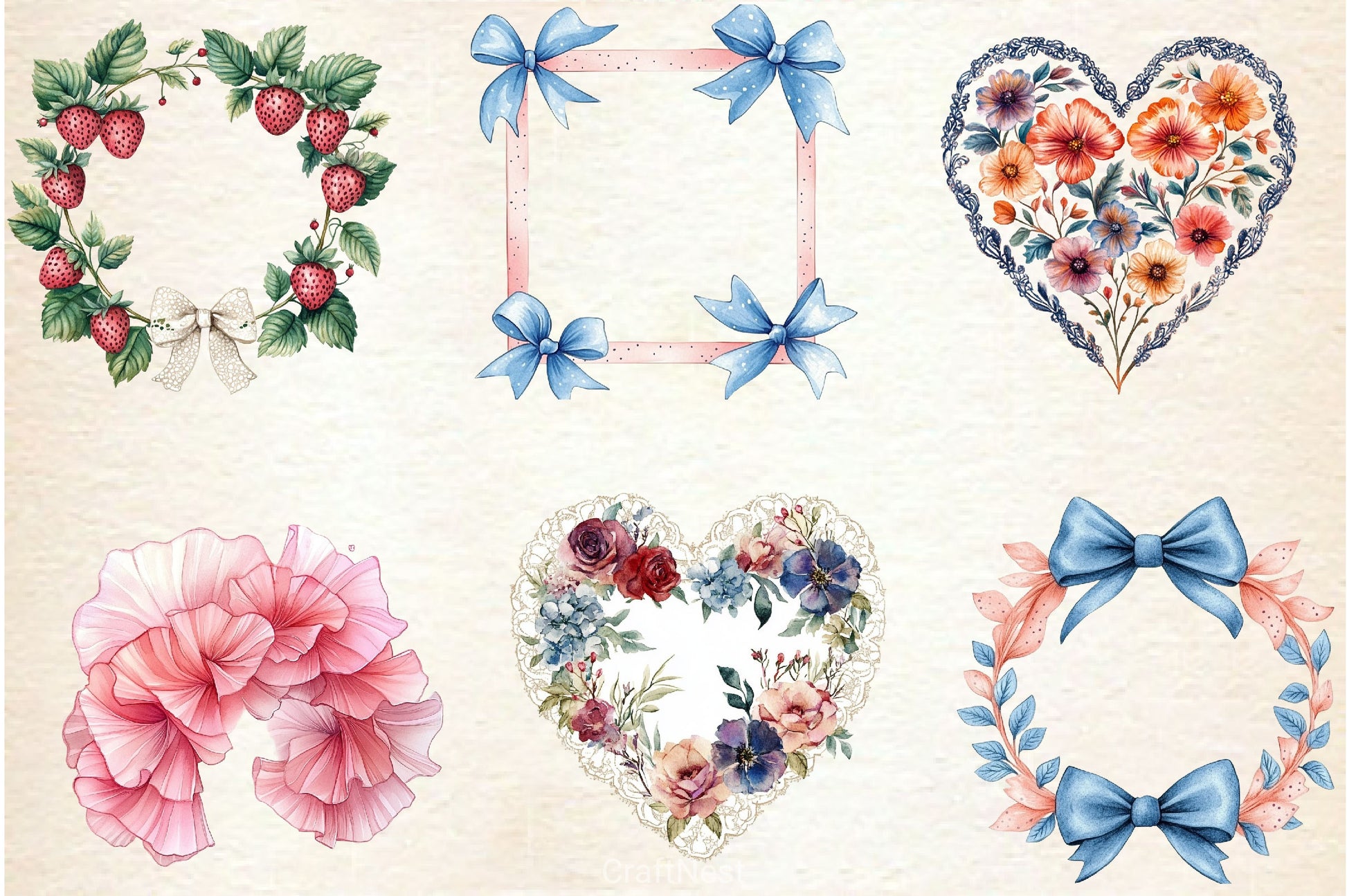 Summer Coquette Frames Borders Clipart Bundle - CraftNest - Digital Crafting and Art