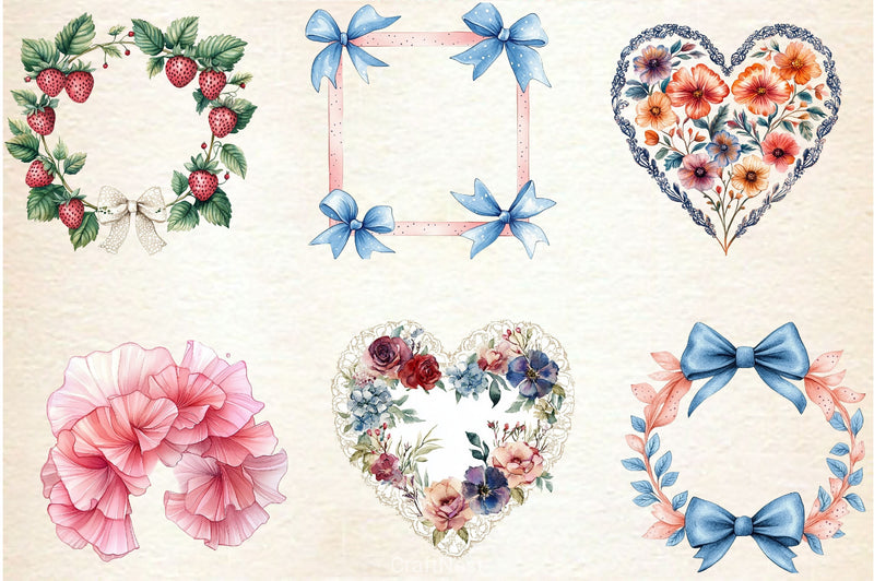 Summer Coquette Frames Borders Clipart Bundle - CraftNest - Digital Crafting and Art